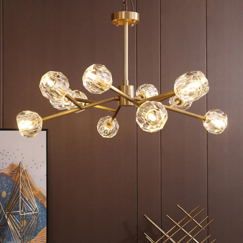 Modern gold and crystal chandelier American luxury designer lights Dining Room Gold Lustre Molecular art island chandelier