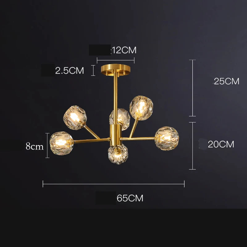 Modern gold and crystal chandelier American luxury designer lights Dining Room Gold Lustre Molecular art island chandelier