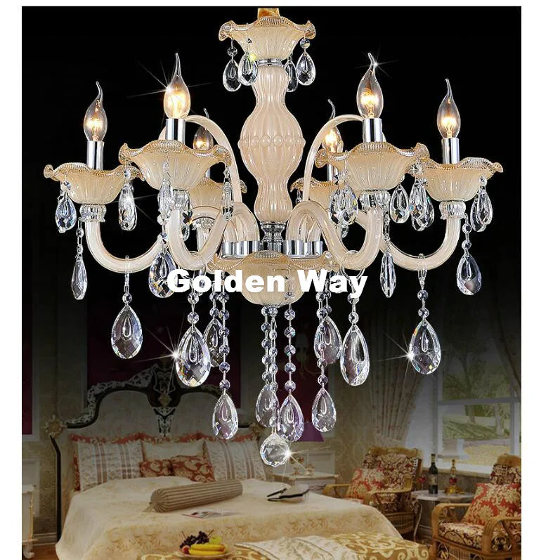 Modern Crystal Chandelier White Lighting European Style Glass Chandeliers Light for Living Dining Room Restaurant Decora