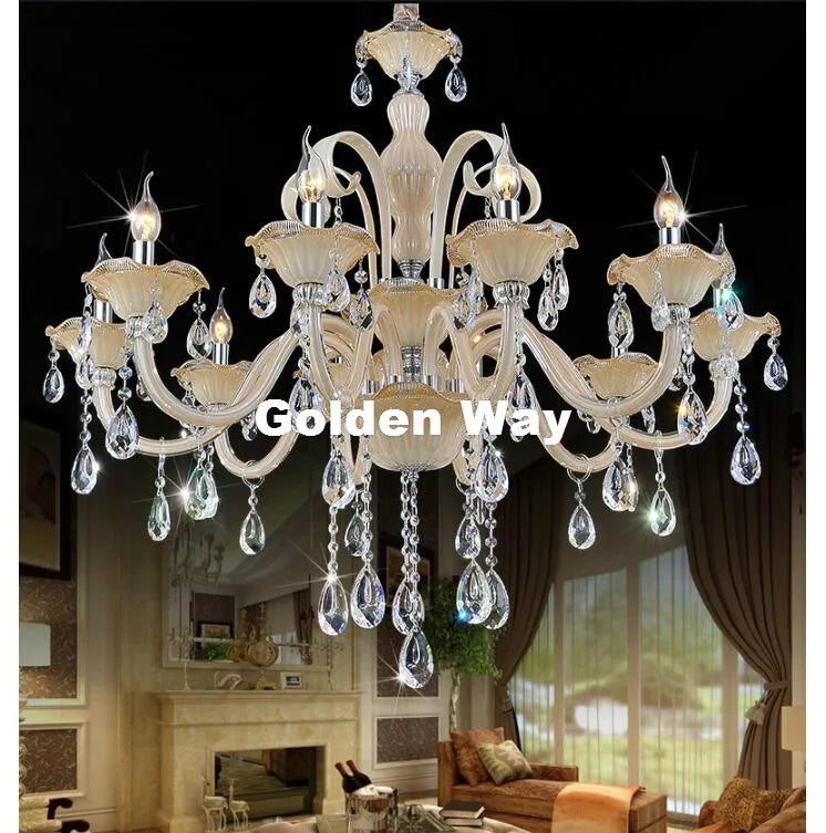 Modern Crystal Chandelier White Lighting European Style Glass Chandeliers Light for Living Dining Room Restaurant Decora