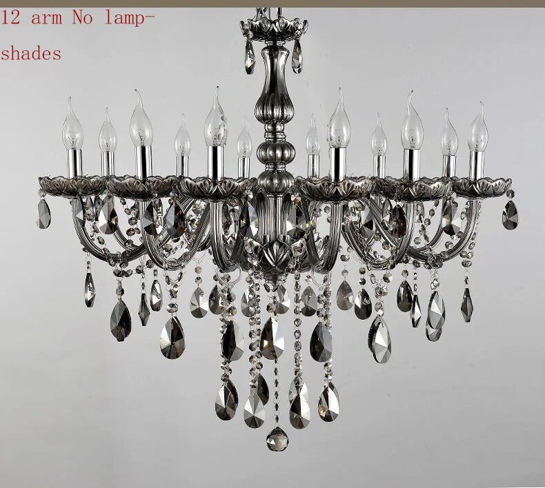 Modern Smoky Grey Fashion Luxury Large Crystal Chandelier Light Living Room Bedroom Hotel Villa Lustre Cristal Fixture
