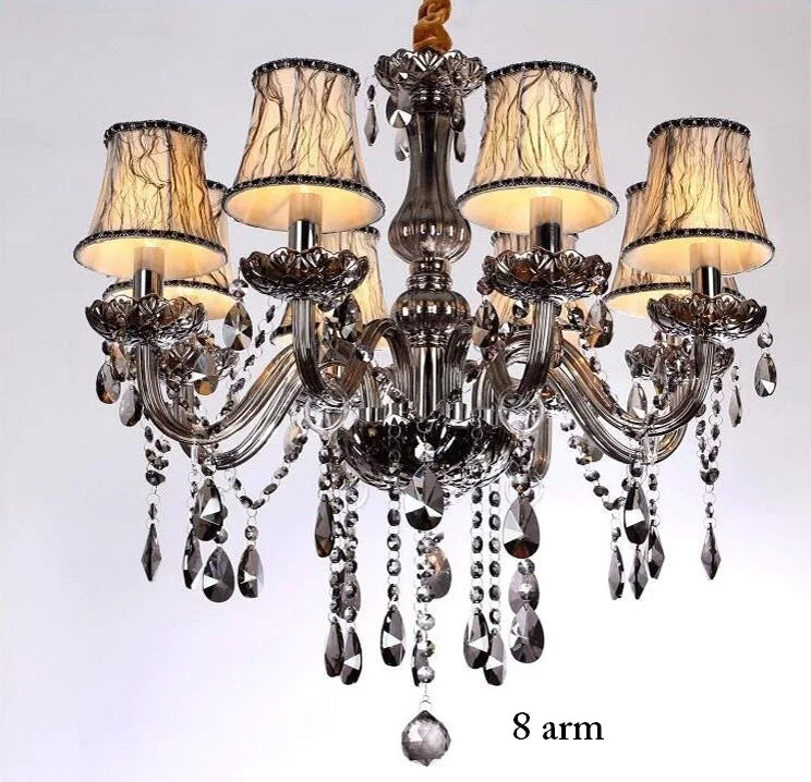 Modern Smoky Grey Fashion Luxury Large Crystal Chandelier Light Living Room Bedroom Hotel Villa Lustre Cristal Fixture