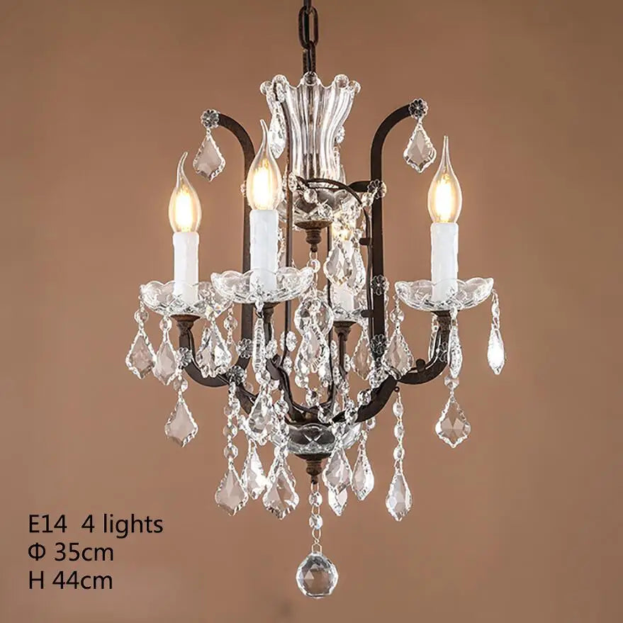 European crystal chandelier E14 retro loft living room bedroom home crystal lighting luxury villa restaurant candle lighting
