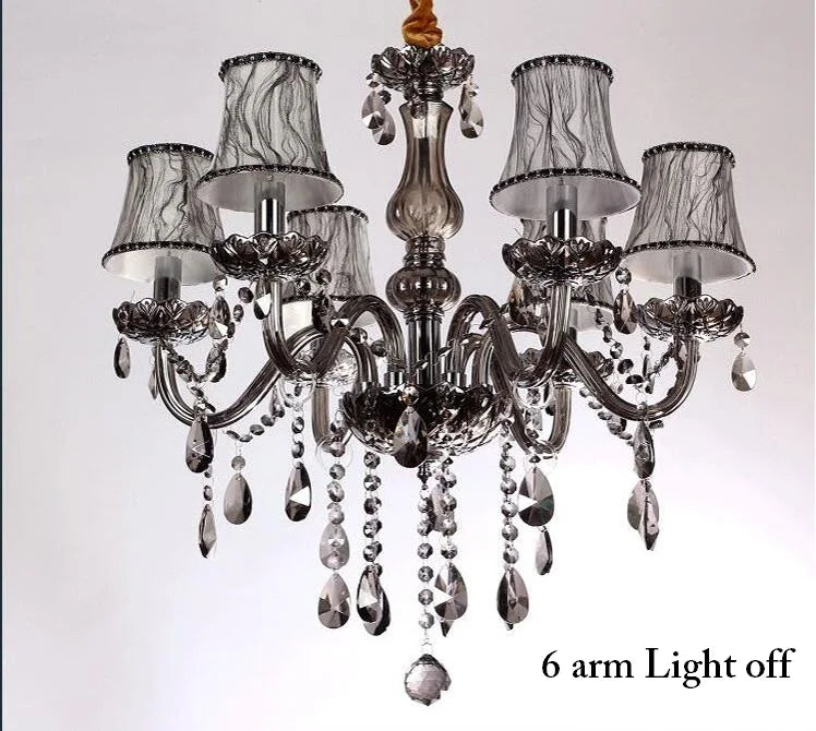 Modern Smoky Grey Fashion Luxury Large Crystal Chandelier Light Living Room Bedroom Hotel Villa Lustre Cristal Fixture