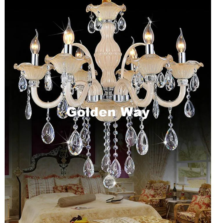 Modern Crystal Chandelier White Lighting European Style Glass Chandeliers Light for Living Dining Room Restaurant Decora