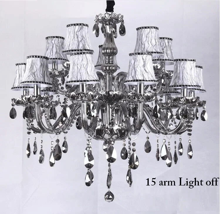 Modern Smoky Grey Fashion Luxury Large Crystal Chandelier Light Living Room Bedroom Hotel Villa Lustre Cristal Fixture