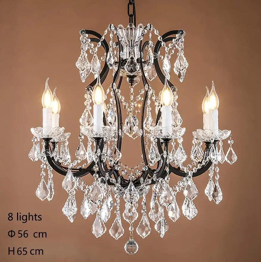 European crystal chandelier E14 retro loft living room bedroom home crystal lighting luxury villa restaurant candle lighting