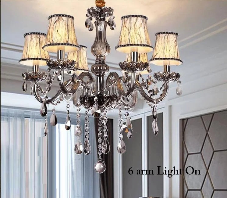 Modern Smoky Grey Fashion Luxury Large Crystal Chandelier Light Living Room Bedroom Hotel Villa Lustre Cristal Fixture