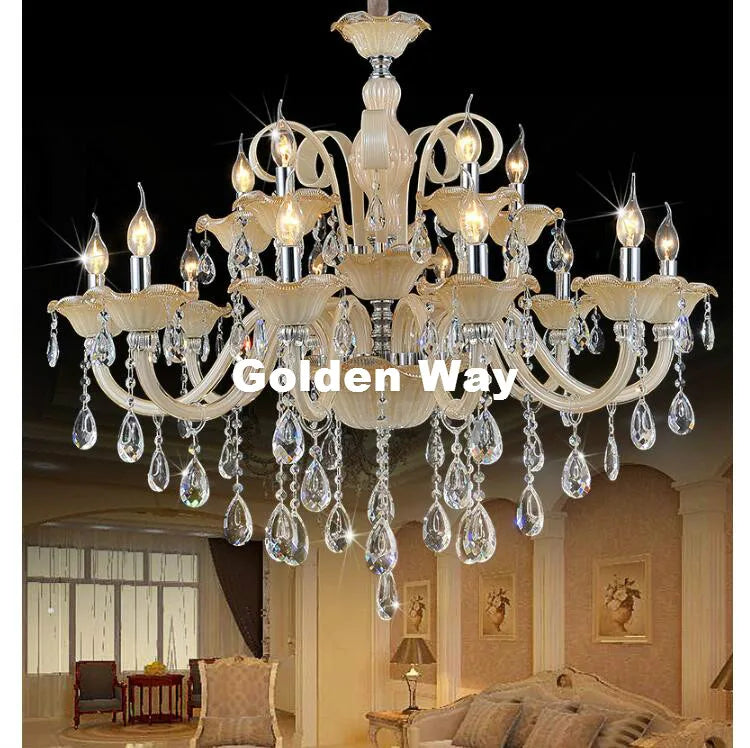 Modern Crystal Chandelier White Lighting European Style Glass Chandeliers Light for Living Dining Room Restaurant Decora