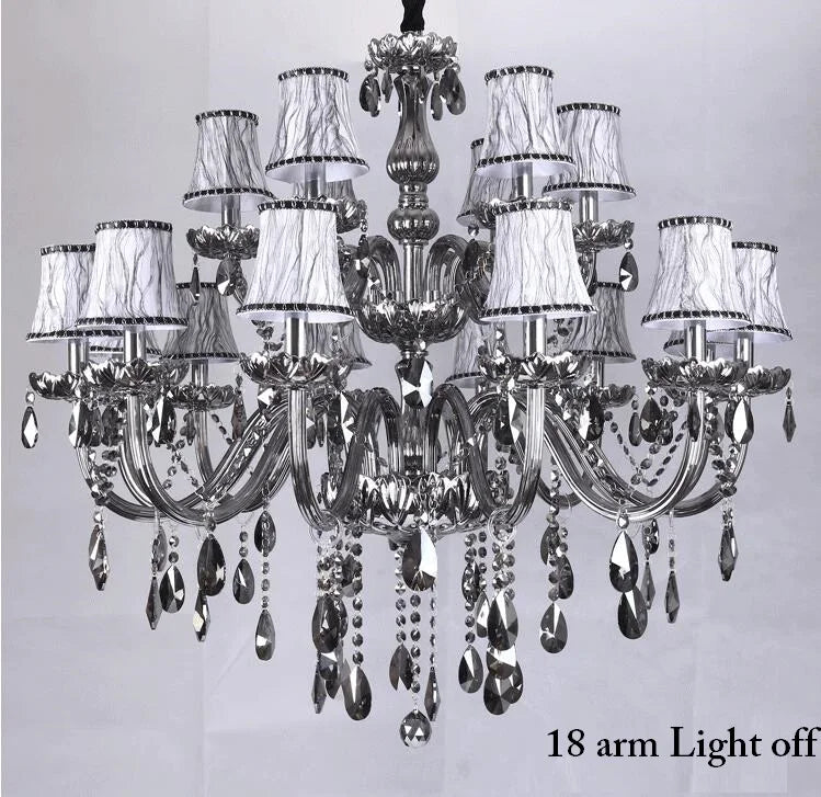 Modern Smoky Grey Fashion Luxury Large Crystal Chandelier Light Living Room Bedroom Hotel Villa Lustre Cristal Fixture