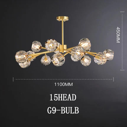 Modern gold and crystal chandelier American luxury designer lights Dining Room Gold Lustre Molecular art island chandelier