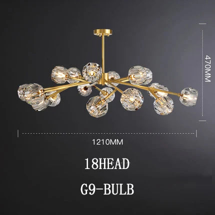 Modern gold and crystal chandelier American luxury designer lights Dining Room Gold Lustre Molecular art island chandelier