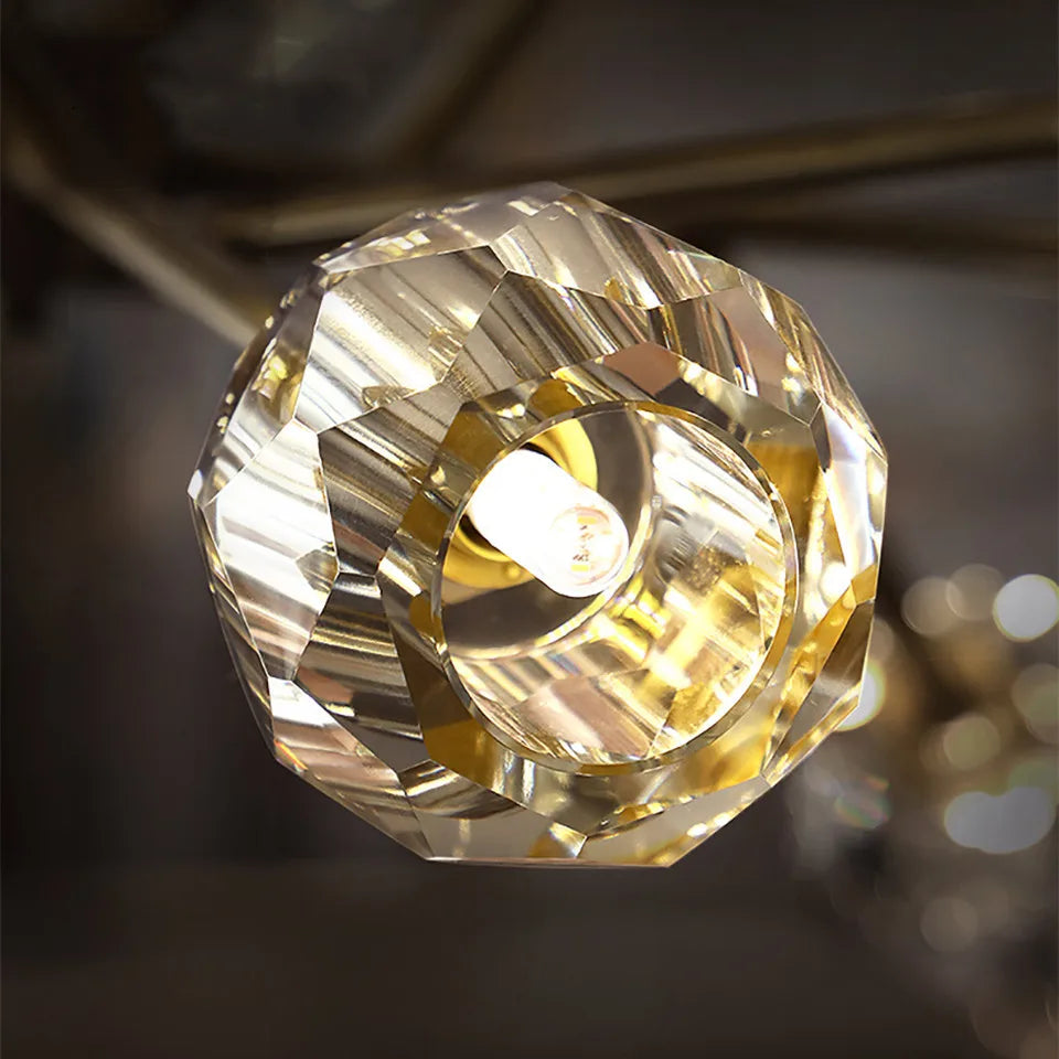 Modern gold and crystal chandelier American luxury designer lights Dining Room Gold Lustre Molecular art island chandelier