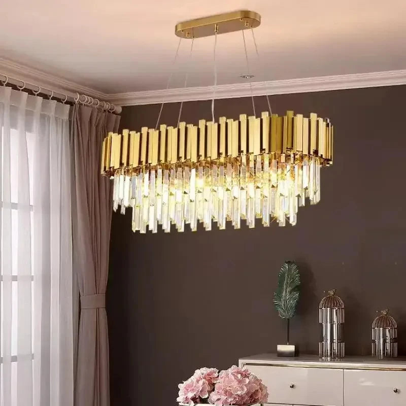 Luxury Crystal Chandelier Modern LED Ceiling Chandelier Light for Living Dining Room Bedroom Indoor Rotundity Gold Ceiling Lamp