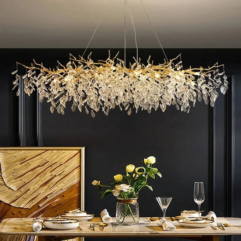 New Crystal Branch Chandeliers French Art Room Decoration Light Luxury for Living Room Bedroom Villa Crystal Pendant Lamp