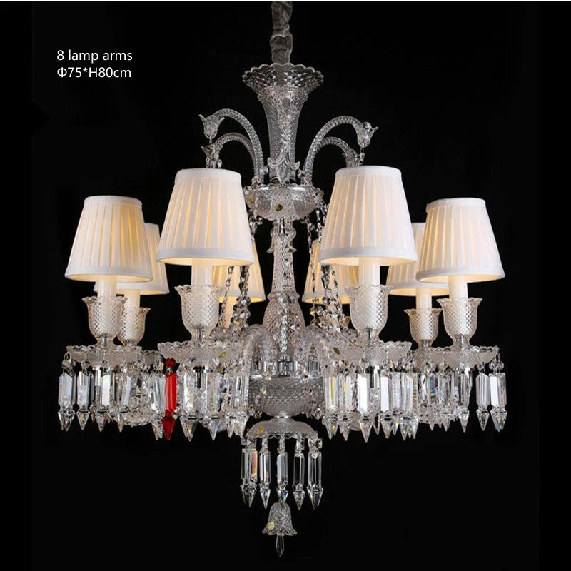 European Crystal Chandelier Living Room Dining Room Bedroom Villa Staircase Lamps White Candle Study Light Transparent Luminaire