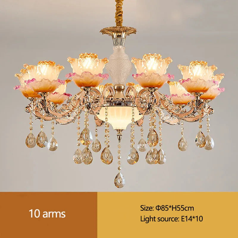 New Bedroom Chandelier  European Luxurious Atmospheric Lighting Fixture Home Living Room Dining Room Light Luxury Crystal Lamps