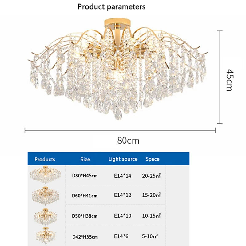 Luxury crystal Chandelier post-modern living room Bedroom LED Lamp simple Ceiling light atmosphere dining room AC95-260V