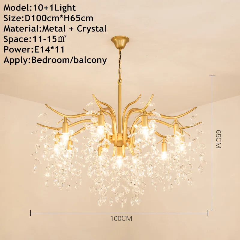 Gold Crystal chandelier K9 lustre crystal Gold Chandelier LED luxury chandelier for Indoor hotel tree branch chandelier