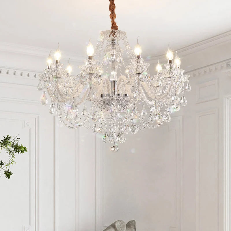 Crystal chandelier French European living room chandelier bedroom high-end luxury court style candle crystal lamp