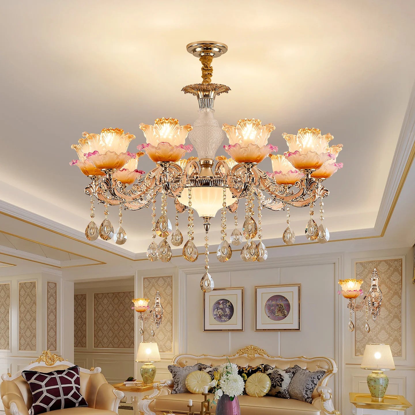 New Bedroom Chandelier  European Luxurious Atmospheric Lighting Fixture Home Living Room Dining Room Light Luxury Crystal Lamps