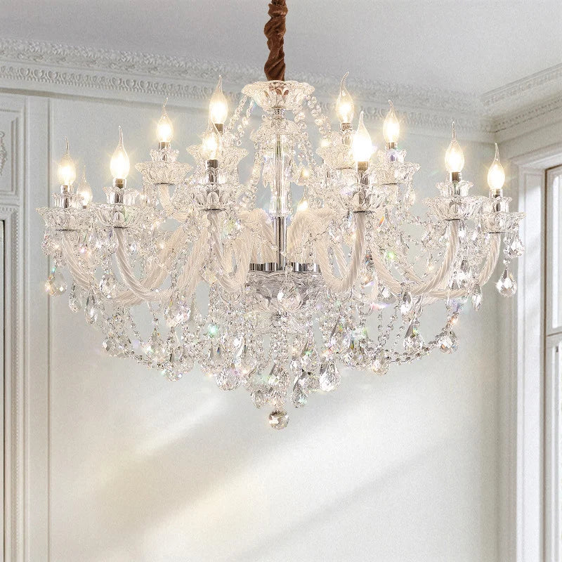 Crystal chandelier French European living room chandelier bedroom high-end luxury court style candle crystal lamp