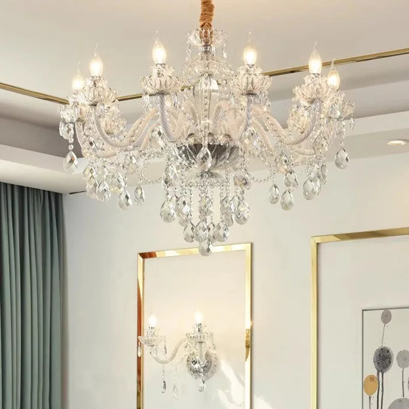 Crystal chandelier French European living room chandelier bedroom high-end luxury court style candle crystal lamp