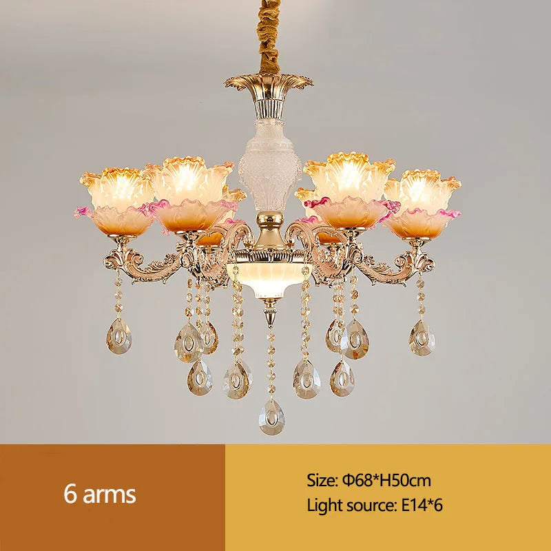New Bedroom Chandelier  European Luxurious Atmospheric Lighting Fixture Home Living Room Dining Room Light Luxury Crystal Lamps