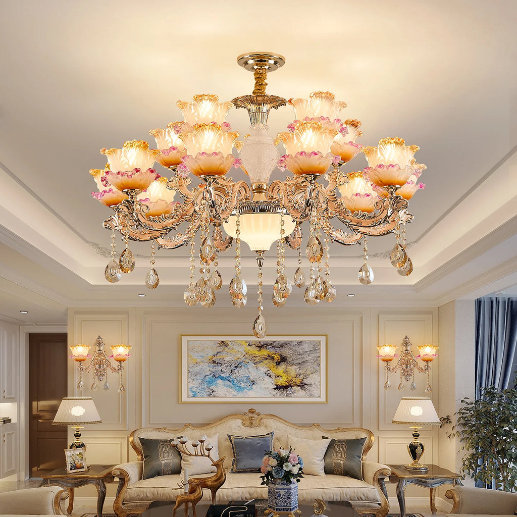 New Bedroom Chandelier  European Luxurious Atmospheric Lighting Fixture Home Living Room Dining Room Light Luxury Crystal Lamps