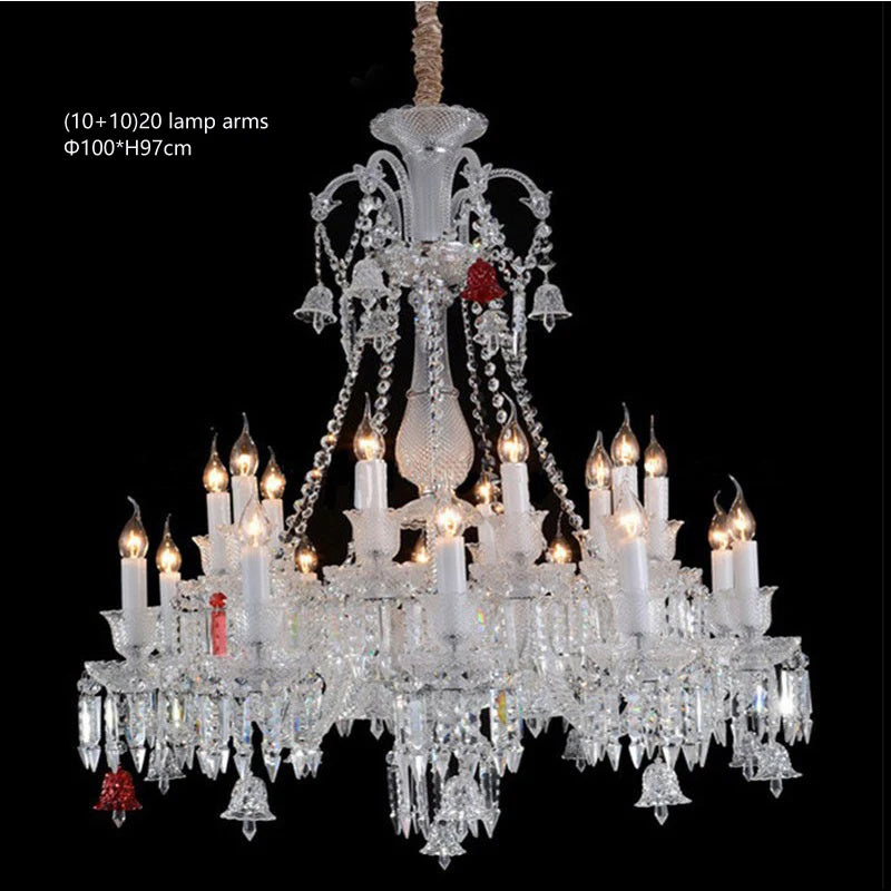 European Crystal Chandelier Living Room Dining Room Bedroom Villa Staircase Lamps White Candle Study Light Transparent Luminaire