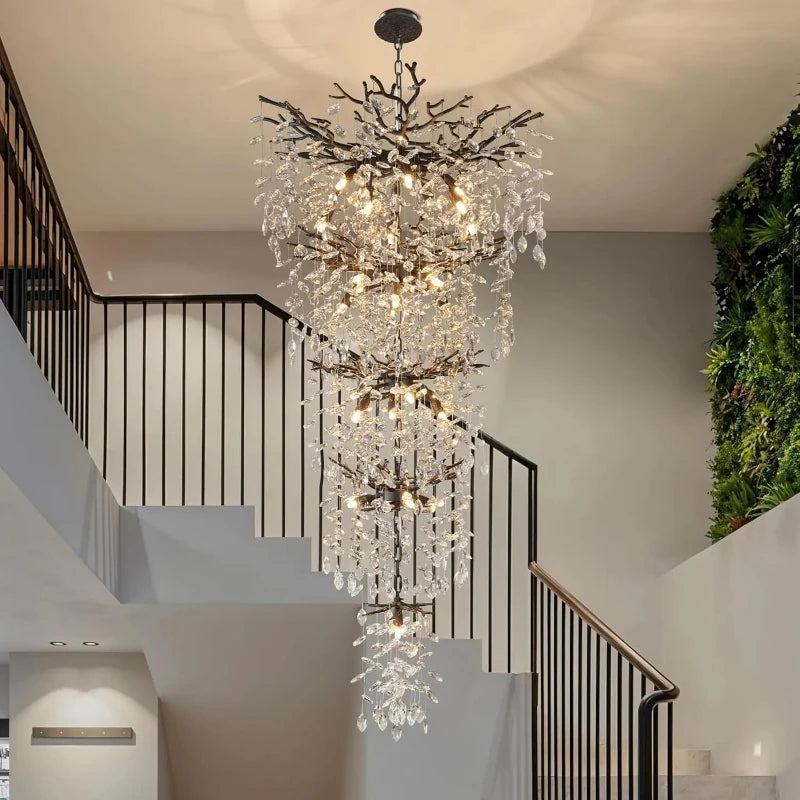 French Style Light Luxury Crystal Chandelier with Drip Branches Living Room Dining Room Luxurious Villa Crystal Chandelier