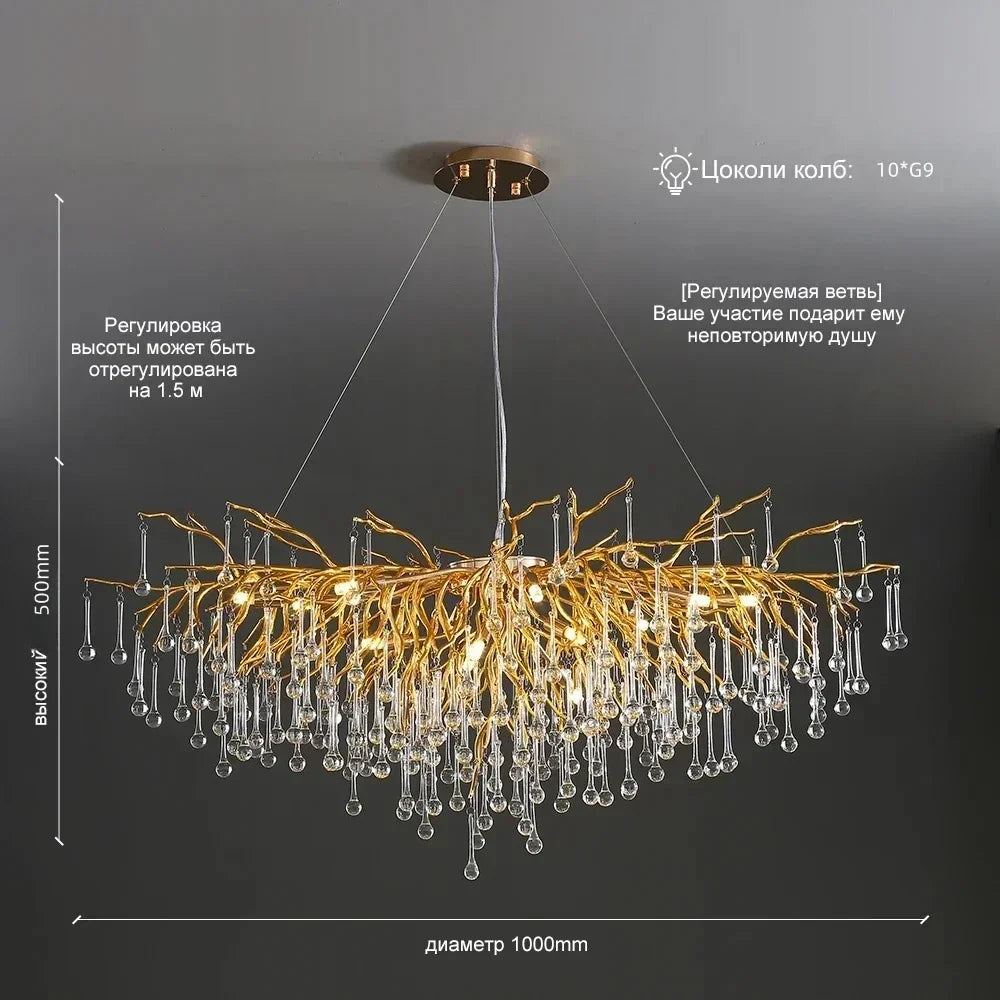 Postmodern luxury gold crystal chandelier Nordic design home decoration living room hotel lobby lighting restaurant chandelier
