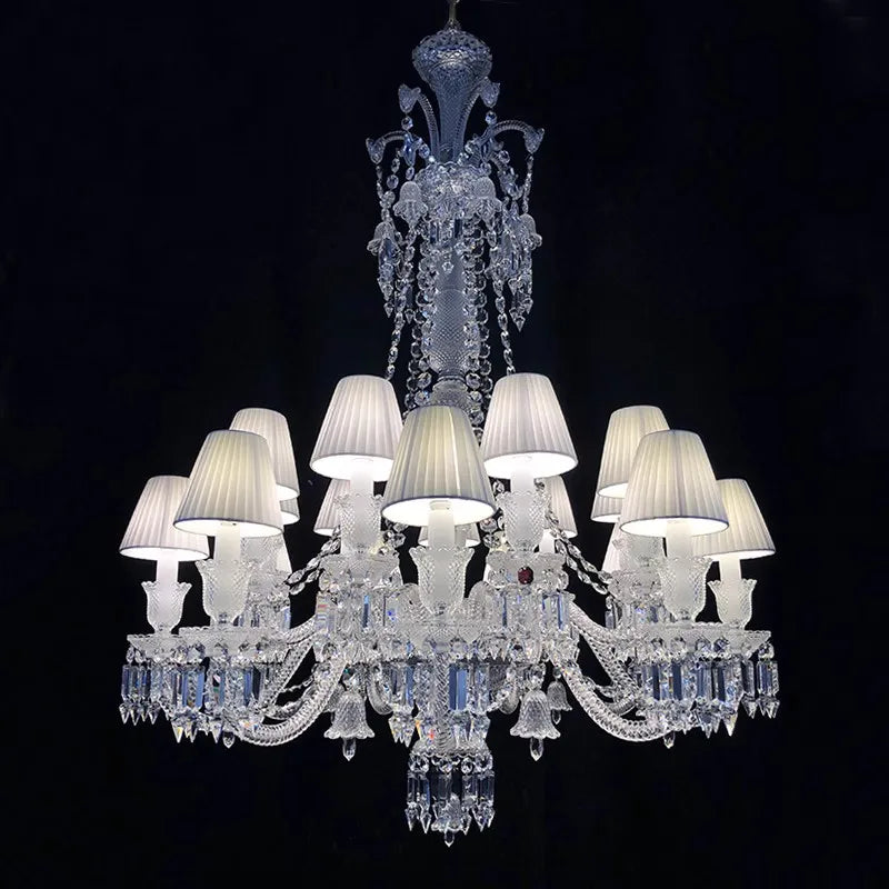 European Crystal Chandelier Living Room Dining Room Bedroom Villa Staircase Lamps White Candle Study Light Transparent Luminaire