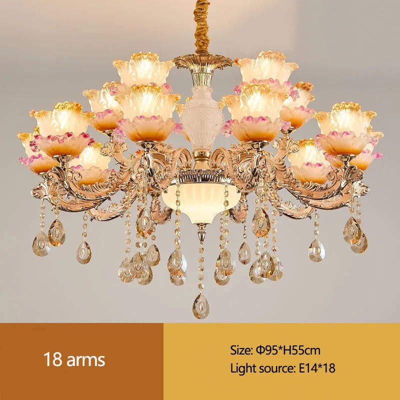 New Bedroom Chandelier  European Luxurious Atmospheric Lighting Fixture Home Living Room Dining Room Light Luxury Crystal Lamps