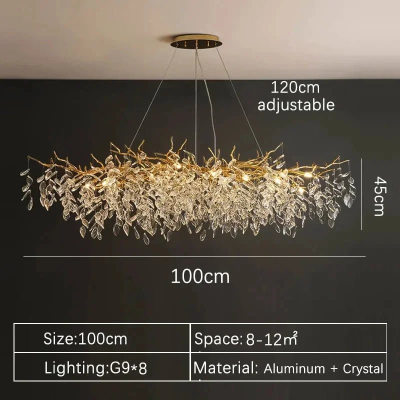 New Crystal Branch Chandeliers French Art Room Decoration Light Luxury for Living Room Bedroom Villa Crystal Pendant Lamp
