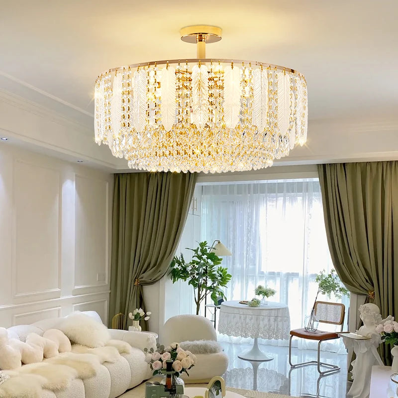 French Gold Crystal Chandelier Post-Modern Luxury Design Apartment Living Room Romantic Wedding Simple Bedroom Hot Selling Lamps