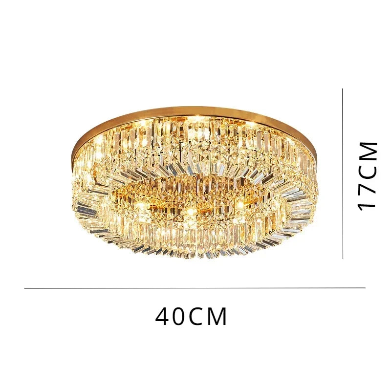 Luxury Circular Crystal LED Ceiling Lamp Living Room Restaurant Bedroom Lobby High-end Chandelier Modern Art Decor Light Fixture