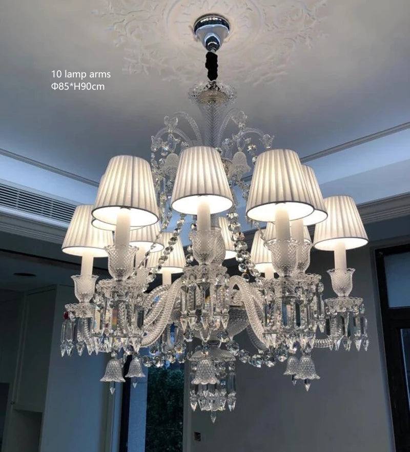 European Crystal Chandelier Living Room Dining Room Bedroom Villa Staircase Lamps White Candle Study Light Transparent Luminaire