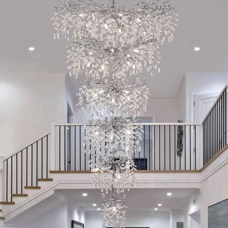 French Style Light Luxury Crystal Chandelier with Drip Branches Living Room Dining Room Luxurious Villa Crystal Chandelier