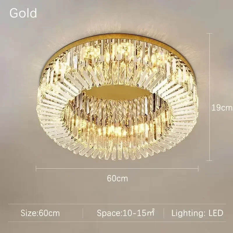 Luxury Circular Crystal LED Ceiling Lamp Living Room Restaurant Bedroom Lobby High-end Chandelier Modern Art Decor Light Fixture