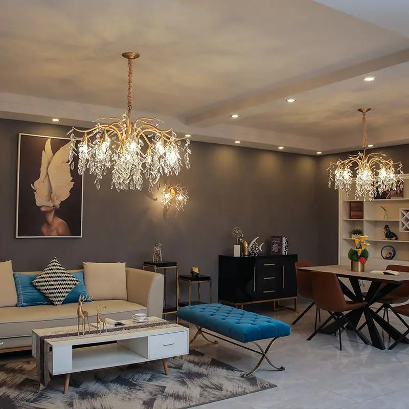 Gold Crystal chandelier K9 lustre crystal Gold Chandelier LED luxury chandelier for Indoor hotel tree branch chandelier