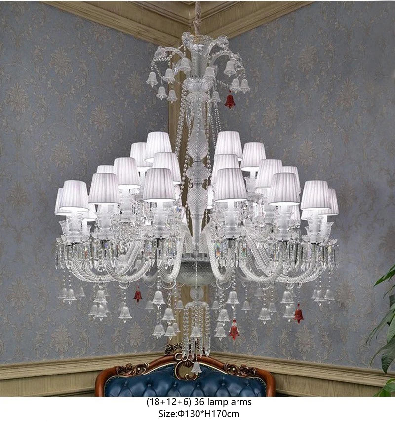 European Crystal Chandelier Living Room Dining Room Bedroom Villa Staircase Lamps White Candle Study Light Transparent Luminaire
