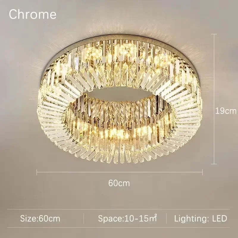 Luxury Circular Crystal LED Ceiling Lamp Living Room Restaurant Bedroom Lobby High-end Chandelier Modern Art Decor Light Fixture