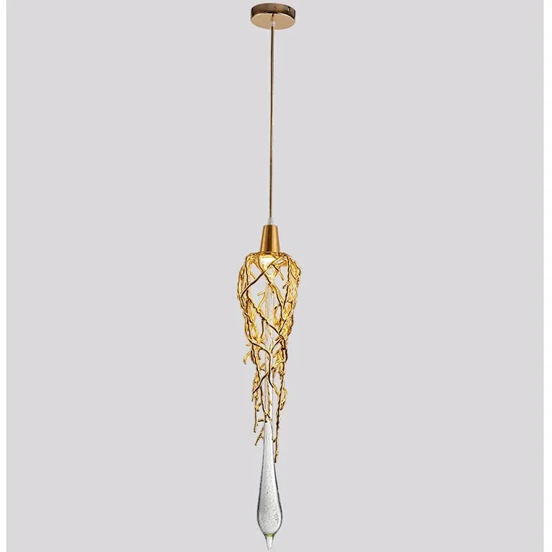Liquid Triple Chandelier Modern Gold luxury crystal light For Dining Living Room Tree Branch bedroom bedside lamps