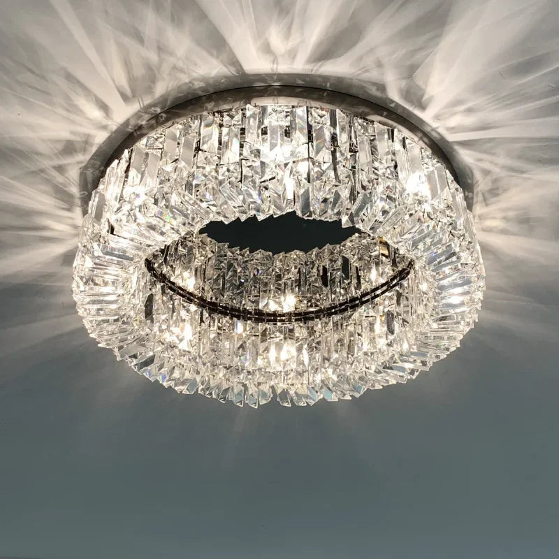 Luxury Circular Crystal LED Ceiling Lamp Living Room Restaurant Bedroom Lobby High-end Chandelier Modern Art Decor Light Fixture
