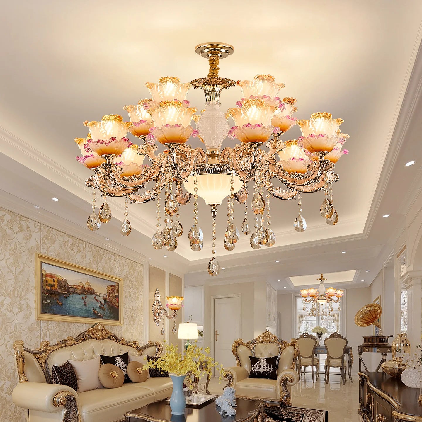 New Bedroom Chandelier  European Luxurious Atmospheric Lighting Fixture Home Living Room Dining Room Light Luxury Crystal Lamps