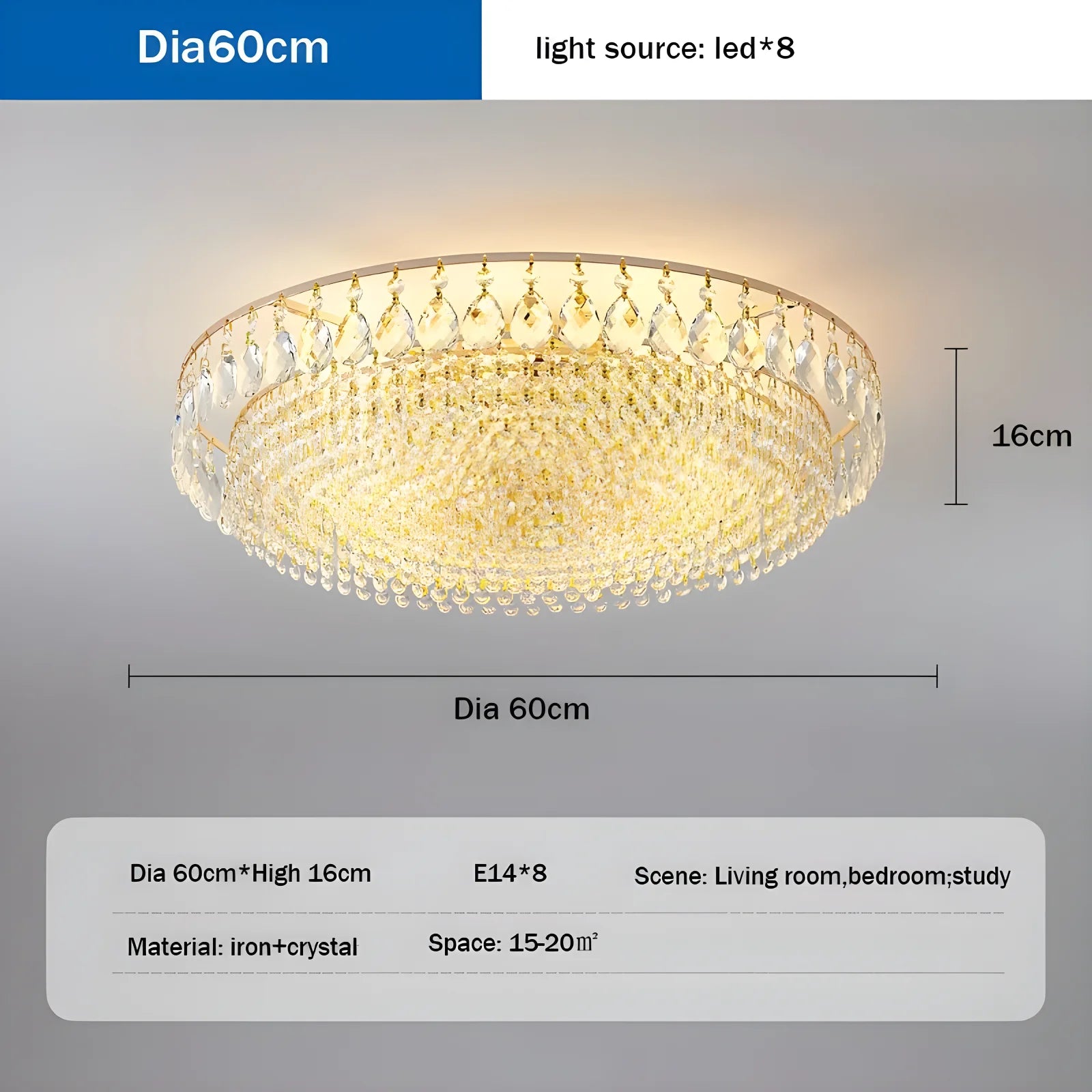 Modern Luxury Crystal Chandelier Luxury Villa Art Living Room Creative Round LED Crystal Ceiling Lamp Hotel hall Room Decoration