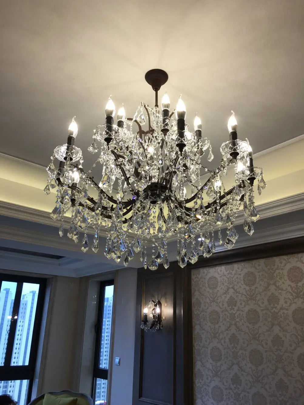 European crystal chandelier E14 retro loft living room bedroom home crystal lighting luxury villa restaurant candle lighting