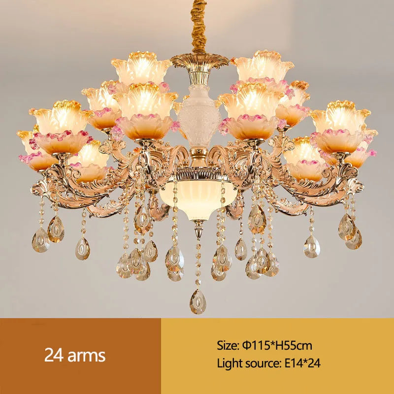 New Bedroom Chandelier  European Luxurious Atmospheric Lighting Fixture Home Living Room Dining Room Light Luxury Crystal Lamps