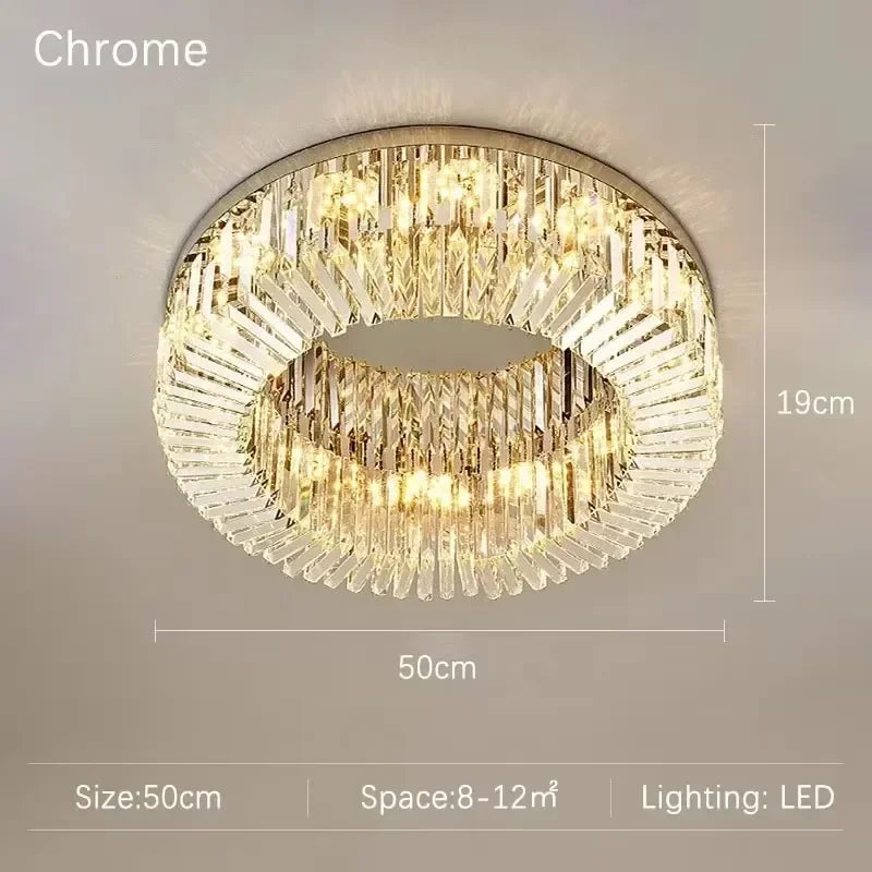 Luxury Circular Crystal LED Ceiling Lamp Living Room Restaurant Bedroom Lobby High-end Chandelier Modern Art Decor Light Fixture